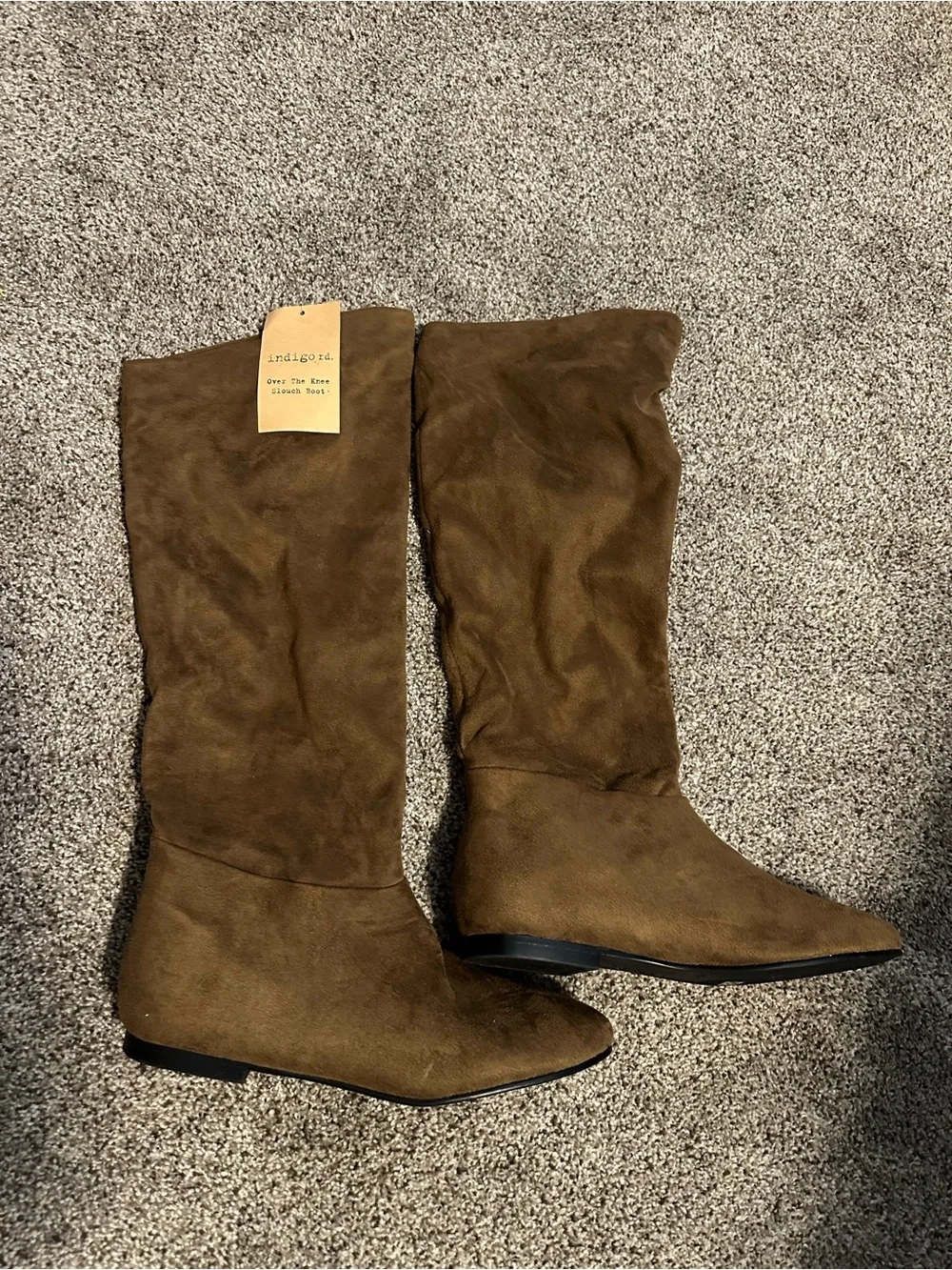 Indigo Rd Womens 6.5 Over Knee Boots Brown Faux Suede Slouch Western NWT